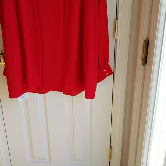 NWT LIZ CLAIBORNE SIGNATURE RED L/S BLOUSE - Picture 4 of 4
